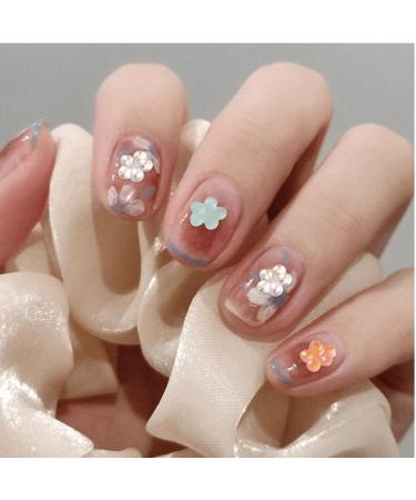 100pcs Flat Back Beads Nail 3D Flower Rhinestones Mix Aurora Five-Petal Flower Charms for Nail Art DIY 6mm - Buy Online on SooperMarket.com