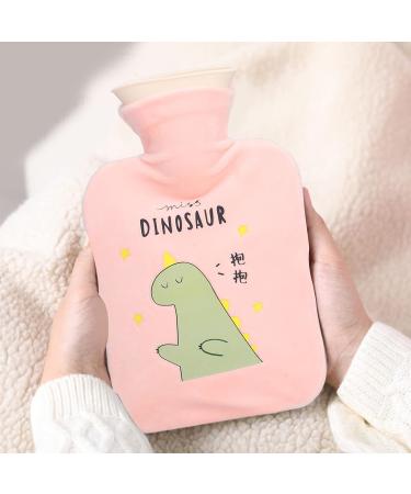 Spiral Hot Water Bottle 500ml - Cartoon Dinosaur Leak-Proof Heating Pad for Sore Muscles (Pink) - International Shipping - Buy Online on SooperMarket.com