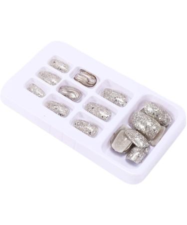 jayzee Natural False Nails Artificial Tip Manicure Phototherapy Nails Water Ripple Tablets Silver Gradient Color Nail Patch for Nail Art Salons and Home - Buy Online on SooperMarket.com