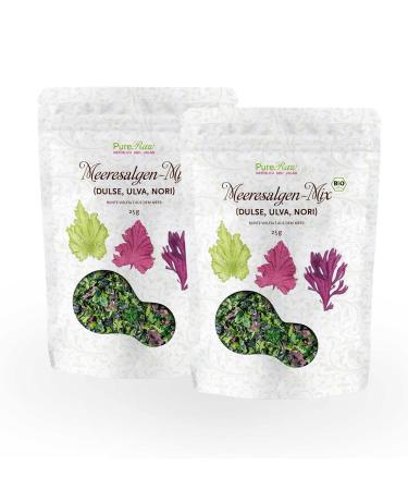 Sea algae mix organic algae flakes dried Atlantic-Dulse Ulva Sea Salat Nori (Roh Vegan) Seetang Mixture Umami-Warms Salzer replacement-Organic Raw Dried Seaweed Flakes |PURERAW 50G ( 2x 25g) Mix flake-mixture 2-pack standard standard