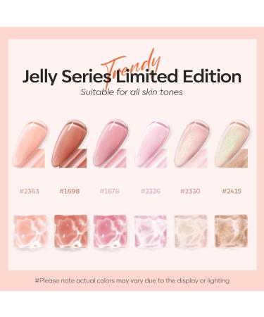 Modelones Hema Free Gel Nail Polish 6 Colors Nude Pink Jelly Gel Polish Neutral Nail Gel Polish Summer Shimmery Glitter Translucent Nail Art Gel Soak off Manicure DIY Salon for Girls Women Jelly Nude Pink - Buy Online on SooperMarket.com