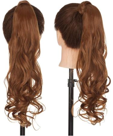 Clip in Ponytail Extension Wrap Around for Women Long Synthetic Natural Wavy Curly Hair Pony Tail Hair Extensions 17 inch Light Auburn - Buy Online on SooperMarket.com