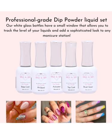 Virgo & Gem 15ml Dip Powder Set - Base Coat Top Coat Activator & Brush Saver | International Shipping - Buy Online on SooperMarket.com