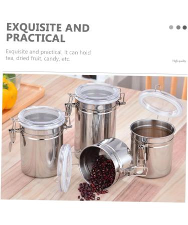 Zerodeko 4pcs Stainless Steel Freshness Container with Lid Metal Container Kitchen Pantry Organizer Travel Nuts Container Coffee Container Tea Bottle Food Container Household Storage Bottle - Buy Online on SooperMarket.com