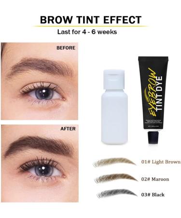 Reddhoon Eyebrow Tint Dye Kit Long Lasting Brow Dye Cream for Eyebrow Tinting Semi Permanent Eyebrow Dye Kit with Brush Makeup Tools for Professional and Beginner 02# Maroon - Buy Online on SooperMarket.com