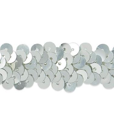 Expo International, Inc. 2 Row 7/8" Metallic Stretch Sequin Trim, 20 Yards, Silver