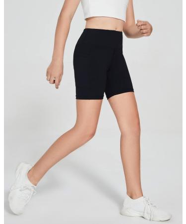 DEVOROPA Girls 5 Spandex Volleyball Shorts - Black Medium | Youth Athletic Gymnastics Dance Compression Shorts with Pocket - Buy Online on SooperMarket.com