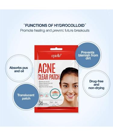 Epielle Acne Clear Patch - Hydrocolloid Pimple Patch for Face & Skin, 4 Pack Acne Spot Treatment Stickers - Cruelty-Free, Two Patch Sizes 8mm & 10mm - Buy Online on SooperMarket.com