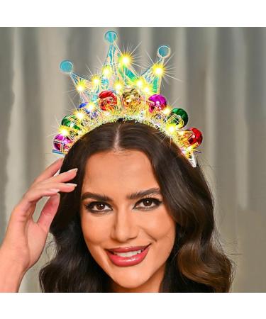 Edary LED Happy Birthday Crown Headband Luminous Ball Hair Bands Sparkling Birthday Party Hair Accessories for Women - Buy Online on SooperMarket.com