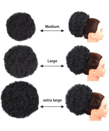 Medium 1B# Afro Puff Drawstring Ponytail Extension - Short Synthetic Kinky Curly Hairpiece for Natural Hair - Buy Online on SooperMarket.com