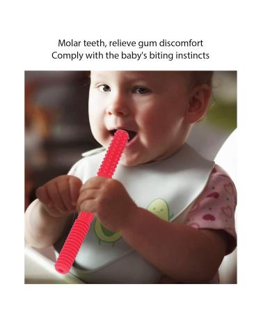 Hollow Silicone Teething Tube in Red - Safe, Textured, and Flexible for Baby's Teething Relief at Home - Buy Online on SooperMarket.com