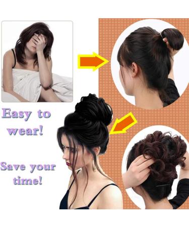 Silver Gray Messy Hair Bun Scrunchie Extension for Women | Curly Wavy Chignon Updo Hairpiece and Ponytail Accessory - Buy Online on SooperMarket.com