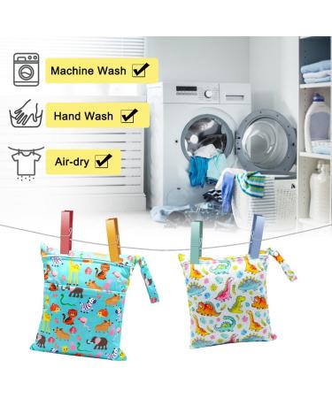 HOTLIKE 2Pcs Waterproof Reusable Wet Bag | Cloth Diaper Organizer for Daycare, Travel, Beach | Double Zipper Storage Bag - Blue - Buy Online on SooperMarket.com