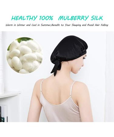 Hinataa 100% Mulberry Silk Sleeping Cap for Women - Hair Protection & Beauty Headgear - Comfortable Elastic Band - Brown & Black - One Size - Buy Online on SooperMarket.com