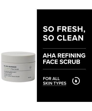 Blind Barber AHA Exfoliating Face Scrub for Men - Daily Facial Scrub to Clear Pores Remove Dirt & Oil Smooth Skin Texture - 6 Oz Quartz Powder Cleanser - Buy Online on SooperMarket.com