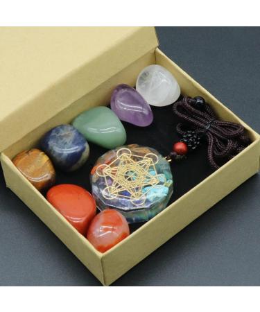 Mautacly Seven Chakra Set Natural Aura Mixed Crystal Home Decoration Healing Polished Gemstone Collection Amulet Necklace - Buy Online on SooperMarket.com