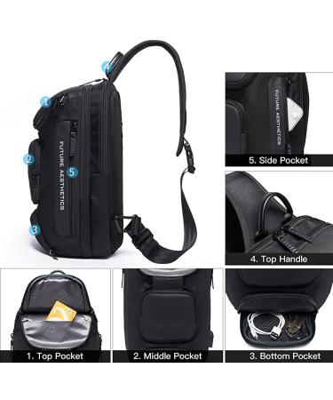 BANGE Waterproof Men's Chest Bag Crossbody Sling Backpack - Black (3 Pockets) - Buy Online on SooperMarket.com