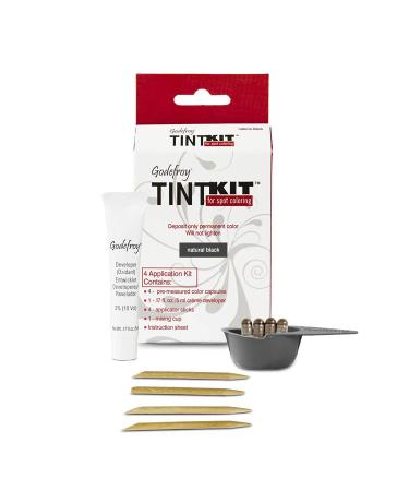 Godefroy Hair Color Kit for Spot Coloring  Covers Up Gray Hairs  Natural Black  4-Application Kit Natural Black 11 Piece Set