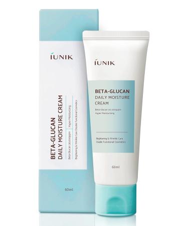 IUNIK Beta-Glucan Vegan Lightweight Non-Sticky Deep Moisture Watery Cream - Daily Moisturizer Quick Absorption Dry Mature Sensitive Fine lines Skin Naturally-Derived Korean Skincare (60ml)