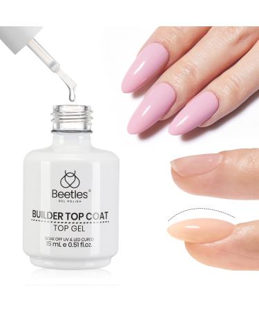 Beetles Rubber Top Coat Gel 15ml/0.51fl oz No Wipe Builder Top Coat High Glossy Shiny Long-Lasting Clear Gel Top Coat Soak Off UV LED Cured Strengthen Nail Gel 15ml Rubber Top Coat Gel 1 Fl Oz (Pack of 1)