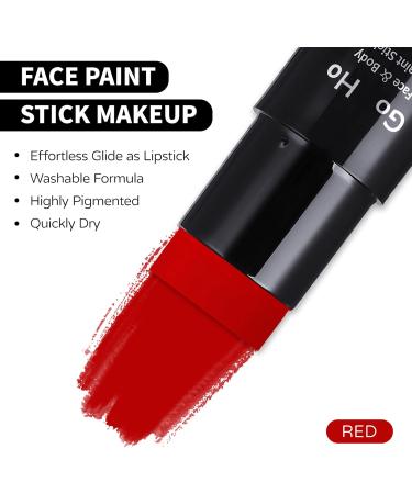 Go Ho Water Based Red Face Paint Stick 1.06 Oz - Non-toxic Cream Body Paint for Adults & Kids - Washable Full-coverage Makeup Stick for Theater, Halloween, SFX & Cosplay - Buy Online on SooperMarket.com