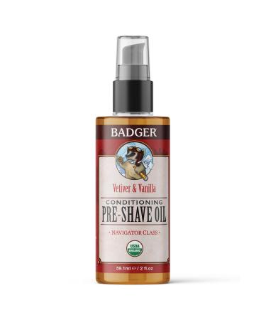 Badger - Pre-Shave Oil  Extra Virgin Olive Oil & Baobab Oil  Certified Organic Shaving Oil for Razor Burn  Pre Shave Oil for Men  Shaving Oil for Men  Preshave Oil  2 fl oz Glass Bottle