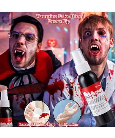 1.06 oz Go Ho Blood Splatter Fake Blood Spray for Halloween Costume Cosplay - Washable Body Paint for Zombie, Vampire, Clown Makeup - Buy Online on SooperMarket.com