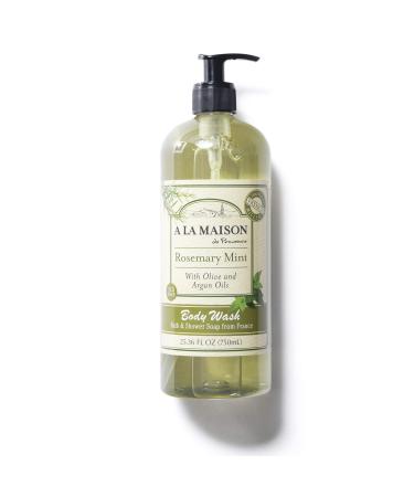 A LA MAISON Rosemary Mint Hydrating Body Wash - Triple French Milled Natural Shower Gel Body Wash for Women and Men (25.36 oz Bottle)