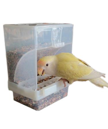 Hypeety Automatic Bird Feeder No Mess Pet Feeder Seed Food Container Perch Cage Accessories for Budgerigar Canary Cockatiel Finch Parakeet