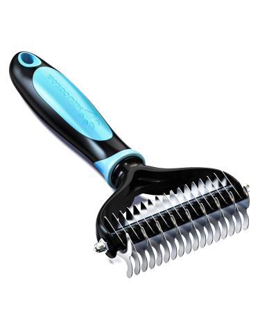 MIU COLOR Pet Grooming Brush, 2 Sided Undercoat Rake for Dogs & Cats, Professional Deshedding Brush and Dematting Tool, Effective Removing Knots, Mats, Tangles for Cats, Dogs, Extra Wide