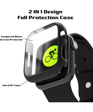 2 Pack Hard PC Case & Tempered Glass Screen Protector for Apple Watch Series 8/7 45mm - Black, Anti-Scratch Ultra-Thin Cover by EWUONU - Buy Online on SooperMarket.com