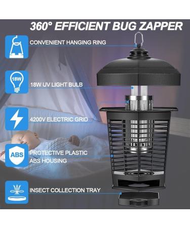 Electric Bug Zapper 18W Mosquito Killer Outdoor IPX4 Waterproof High Powered 4200V Electric Mosquito Zapper Fly Trap for Home Garden Patio Office - Buy Online on SooperMarket.com