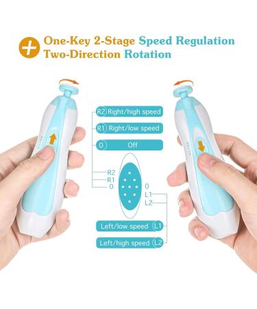 Zooawa Baby Nail Clipper 20 in 1 Electric Trimmer Kit for Newborns, Infants, Toddlers and Adults - Nail File with 12 Replacement Pads - Blue - Buy Online on SooperMarket.com