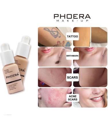 Phooera Fulll Coverage Liquid foundation Matte Finish Concealer Long wear 24hrs Oil Controlling Naturally Flawless Lightweigt Feel Buildable Fond de teint (2 X 104) - Buy Online on SooperMarket.com