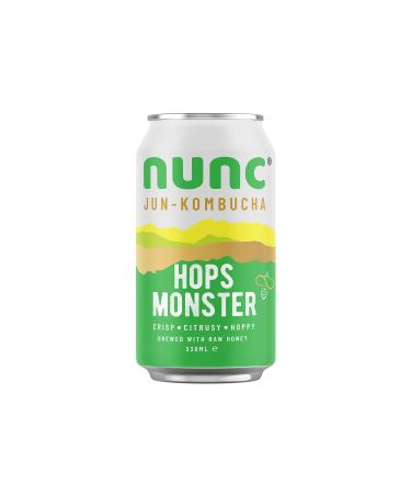 Nunc Jun-Kombucha Drink - Hops Monster (12 x 330ml) - Premium Non-Alcoholic Low in Cal Beer Alternative - Super Refreshing & Great for Gut Health - Gluten Free & GMO Free