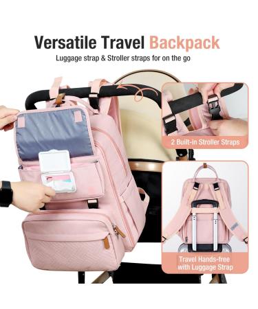 Tonyee Wrap Backpack - Stylish Diaper Bag with Removable Bottle & Diaper Pad Travel Essentials for Moms & Dads - Rosa - Buy Online on SooperMarket.com