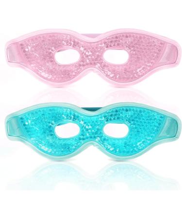 ACWOO Cooling Eye Mask 2PCS Cooling Gel Beads Eye Mask for Puffy Eyes Reusable Hot Cold Therapy Gel Eye Mask for Migraine Relief Headache Dark Circles Dry Eyes Swollen Eyes Sinus Pain (C) A Blue+pink - Buy Online on SooperMarket.com