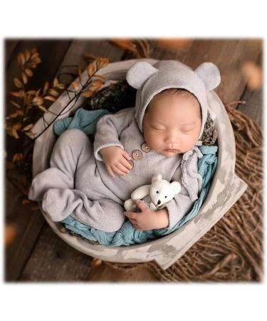 Zeroest Newborn Prince Photo Prop Set - Baby Photography Outfit with Bear Hat and Clothes in Light Blue - Buy Online on SooperMarket.com