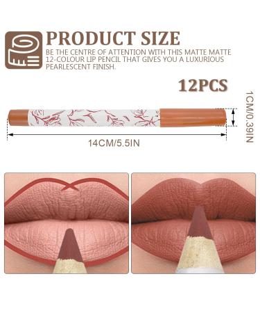 Shop 12 Colors Matte Lip Liner - Waterproof Long-Lasting Velvet Lip Pencils for Perfect Lips | International Shipping - Buy Online on SooperMarket.com