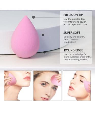 6 Pcs Makeup Blender Beauty Sponge Set - Latex-Free Sponges for Liquid, Cream, and Powder Foundation - Super Soft Beauty Blender Set in Light Pink - Buy Online on SooperMarket.com