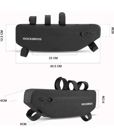 ROCKBROS Waterproof Bicycle Frame Bag - 3L Triangle Bag - Black | Durable & Lightweight Cycling Accessory - Buy Online on SooperMarket.com