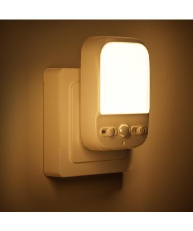 Yooshine night light socket Dimmable night light with motion detector inside 30s/60s car on/off-LED Nachlicht Nachlicht Children socket with twilight sensor for children's room hallway (warm white) 1 piece
