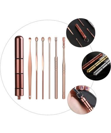 6pcs Stainless Steel Ear Cleaning Swab Kit | Rose Gold Ear Pick Set for Ear Wax Removal | Healeved Headphones Earbuds Cleaner - Buy Online on SooperMarket.com