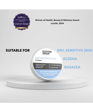 Clever Soap Intensely Moisturising Hand Face & Body Cream - Suitable For Eczema Rosacea & Rough Dry Sensitive Skin - Gentle Hydrating Emollient - Fragrance-free Hypoallergenic Care & Relief - Buy Online on SooperMarket.com