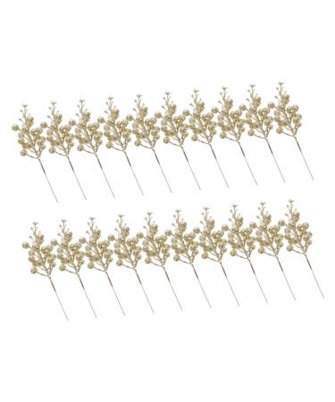 COOPHYA 20pcs artificial berry picks christmas tree Accessories decorate berry christmas artificial plant flower garland cutting Christmas berry branch crafts christmas berries artificial Golden 19X5X5CM