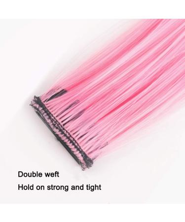 12 Pcs Colored Hair Extensions Colorful Clip in Hair Extensions 22 inch Synthetic Straight Hair Extensions for Kids Girls Women Pink series - Buy Online on SooperMarket.com