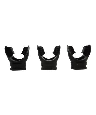 Scuba MP-206 Black Silicone Octopus Regulator Mouthpiece, 3pc Pack