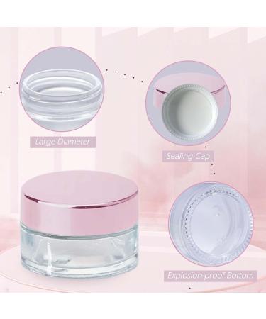 Tuakimce 10-Pack 20ml Refillable Transparent Glass Cosmetic Containers with Pink Lids - Perfect for Creams & Essential Oils - Buy Online on SooperMarket.com