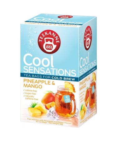 Teekanne Pineapple & Mango Cold Brew Tea Infusion Ice Cool Sensations All Natural Real Fruit with White Hibiscus Rosehip Apple Hibiscus 18 Teabags