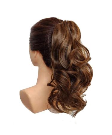 Short Wavy Ponytail Extensions Synthetic Claw Ponytail 40cm 90g Brown Black Ladies Wig 16inches M2-30